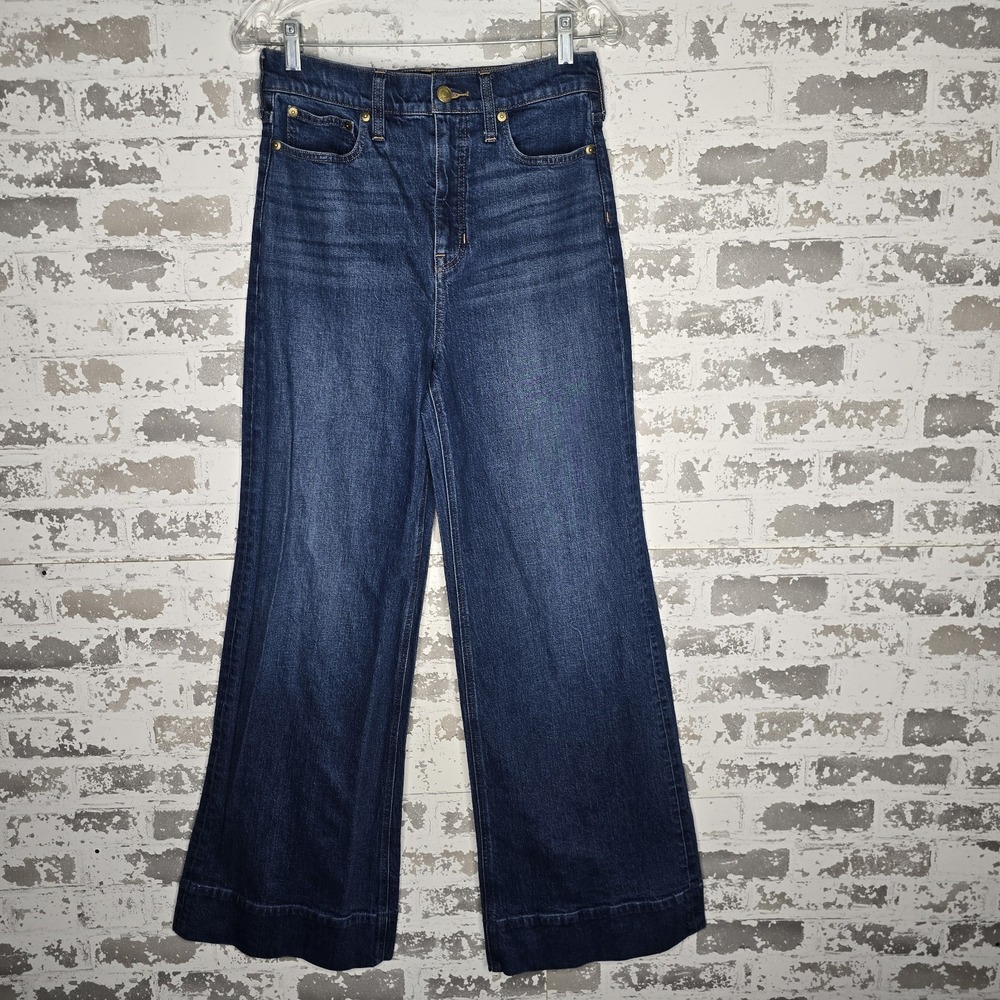 J Crew Jeans Womens 27 Medium Blue Wash Wide Leg Trouser High Rise Sailor Preppy